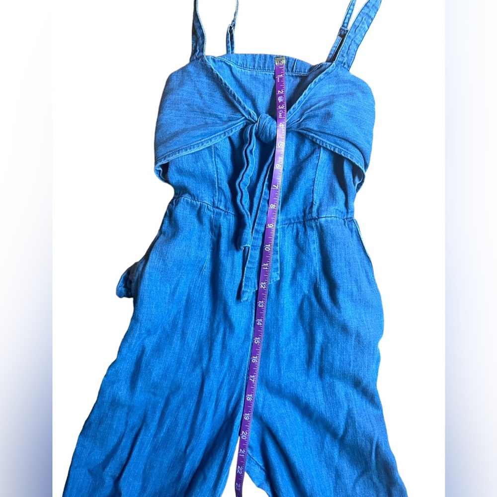 Vintage Abercrombie & Fitch Denim Jumpsuit Size XXSP Tie Front Cropped - Picture 5 of 12